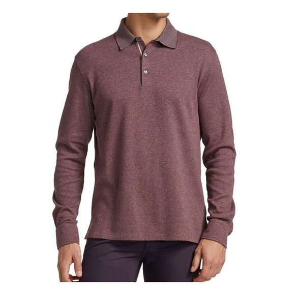 Ermenegildo Zegna Other - Ermenegildo Zegna Burgundy Warm Cotton Long Sleeve Polo Shirt Size M